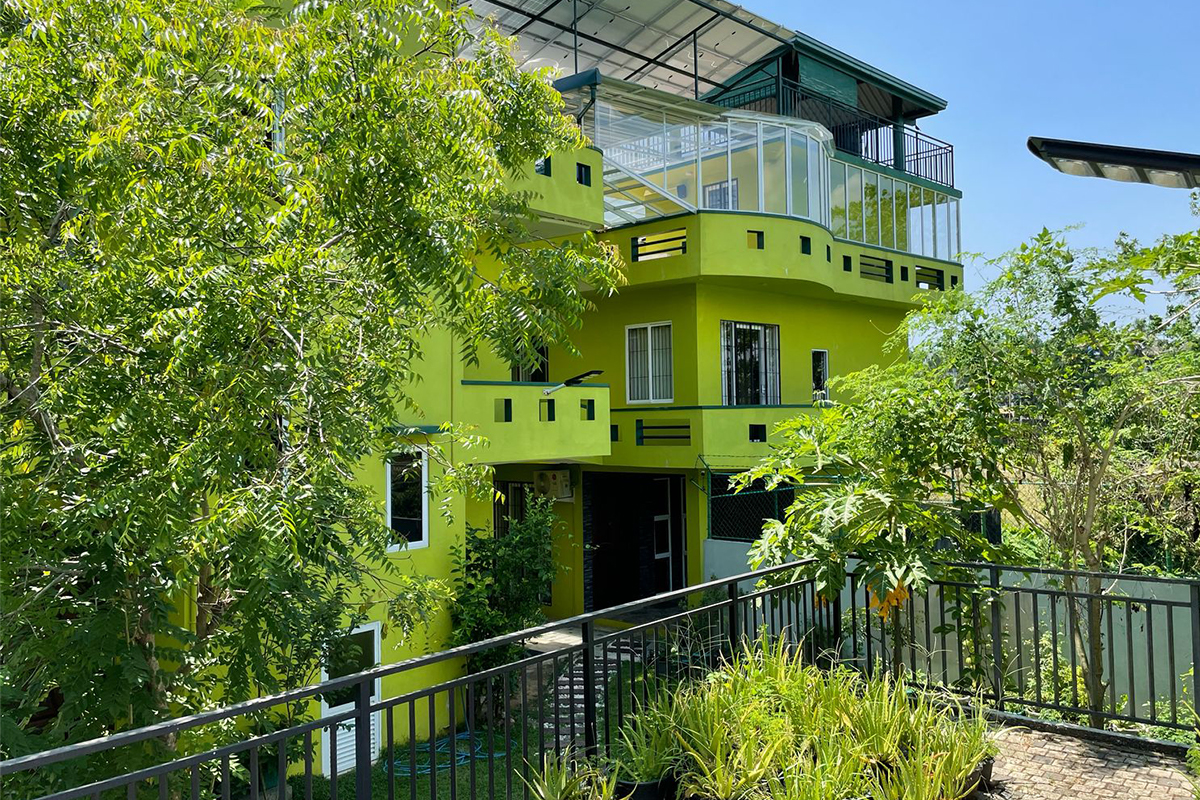 Luxury villa interior with ocean view