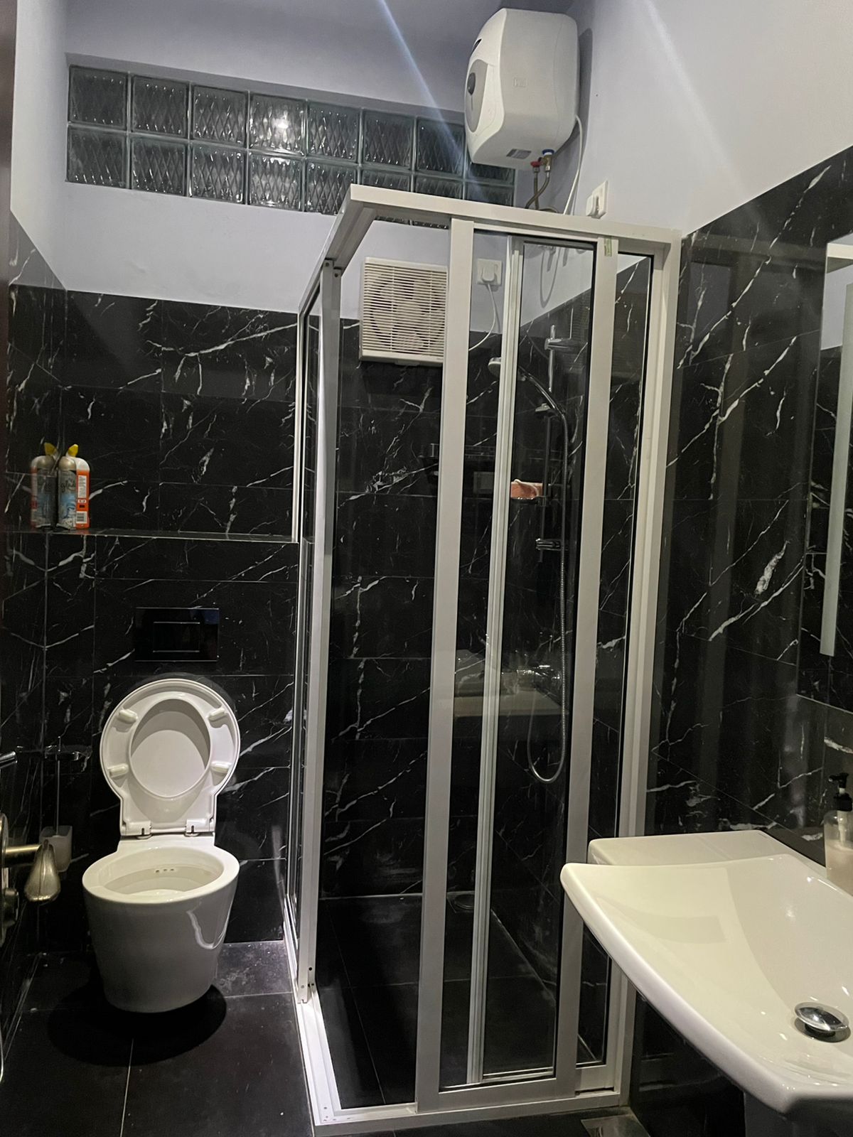 Modern bathroom with contemporary fixtures and clean design